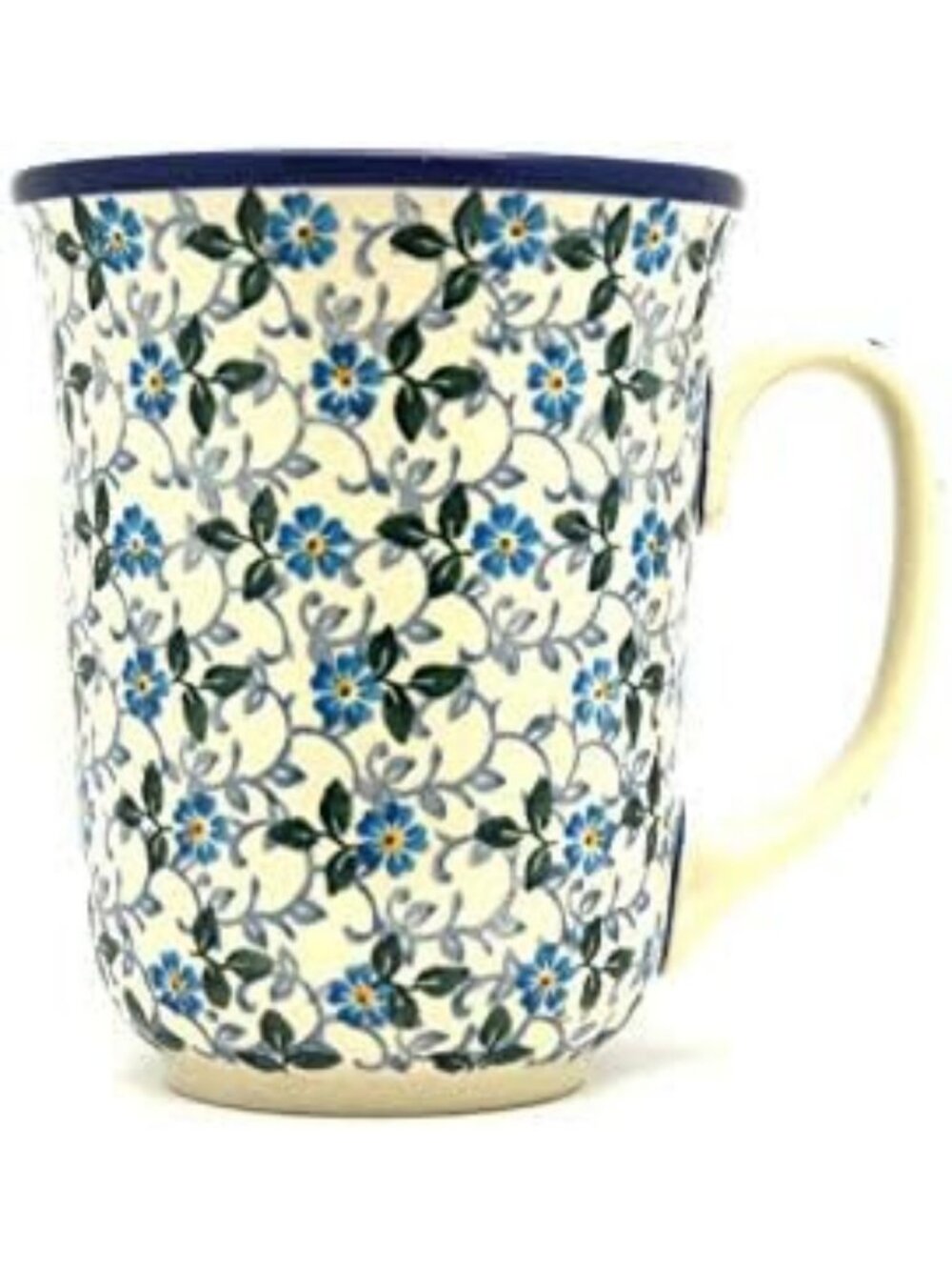 Handcrafted 16 oz. Bistro Mug - Colorful Forget-Me-Knot Design, Perfect Gift